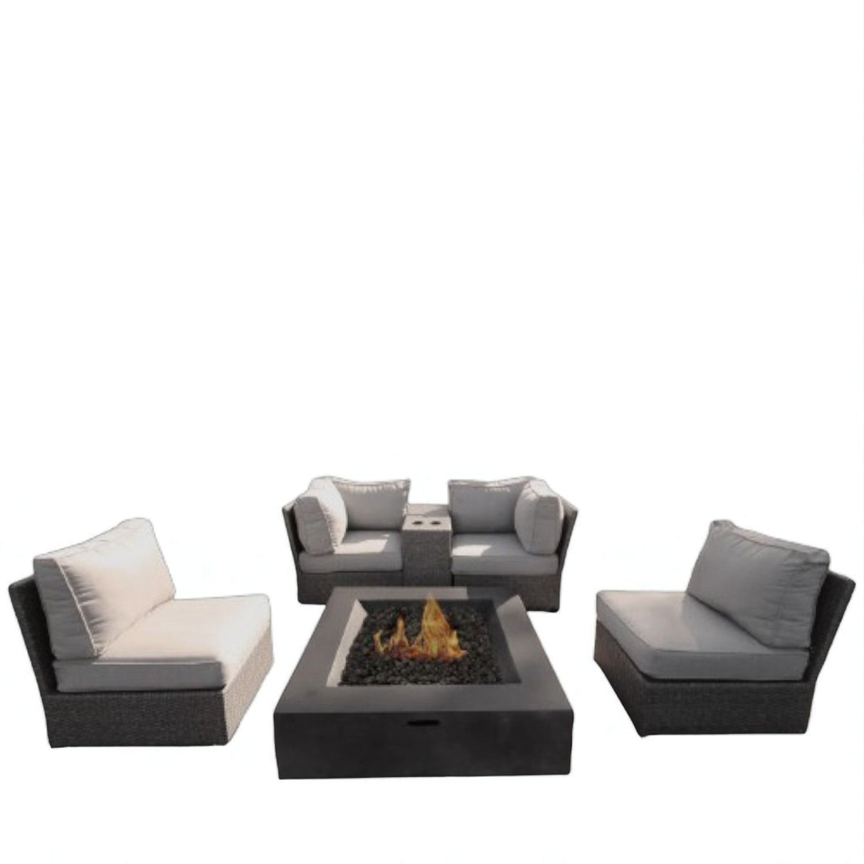 Patio Conversation Set & Cushions, Seats 4 - Gray Mix