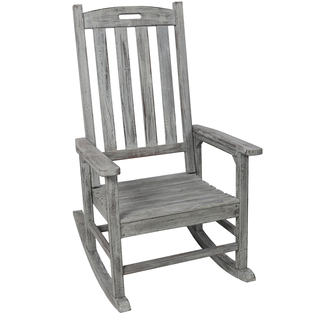 Oversized Porch Rocker Chair With Wide Seat And Tall Backrest
