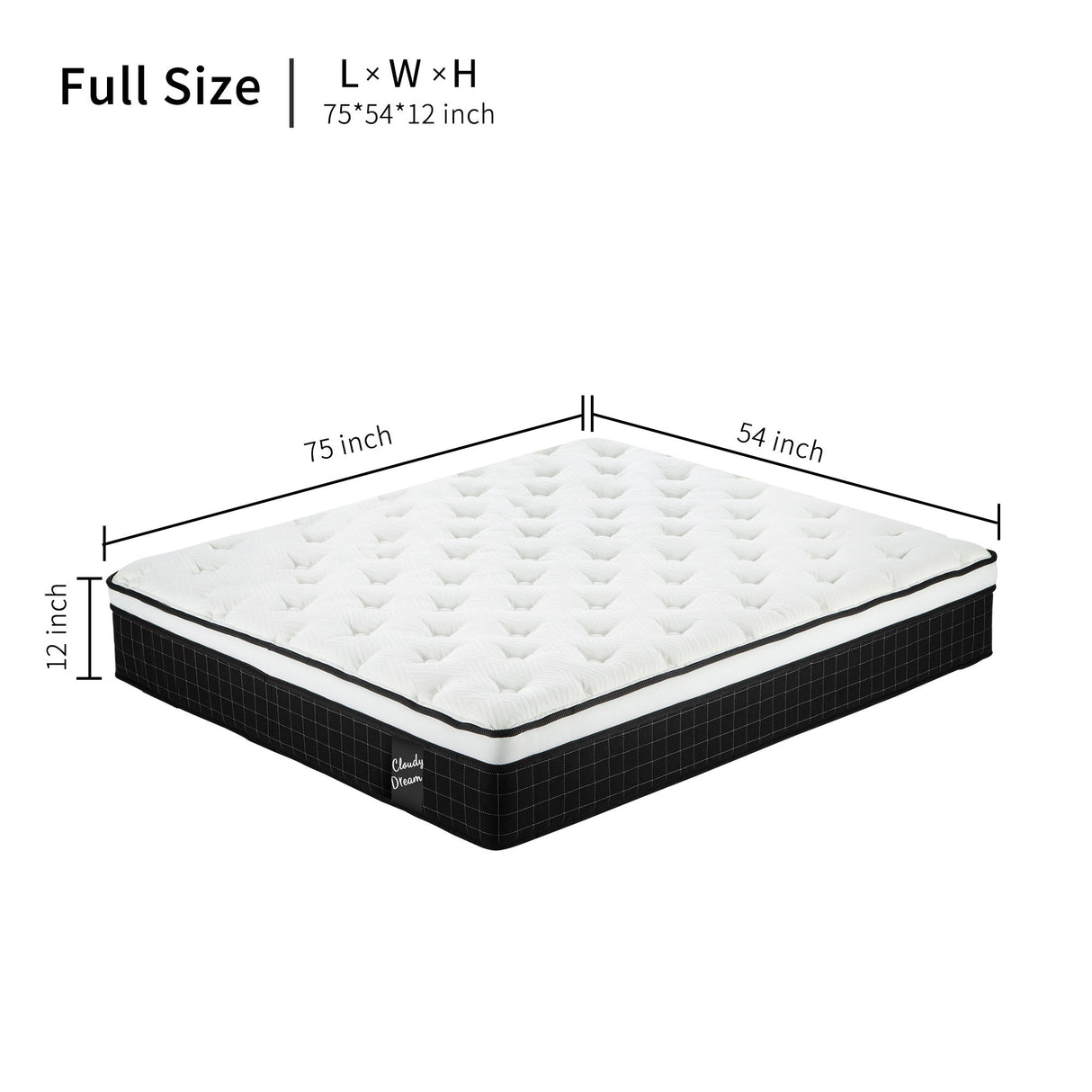 12" Hybrid Mattress With Individual Pocket Spring, Comortable Memory Foam
