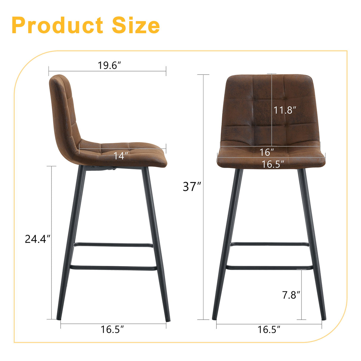 Bar Chair Set Comfortable With Metal Legs And Ergonomic Design