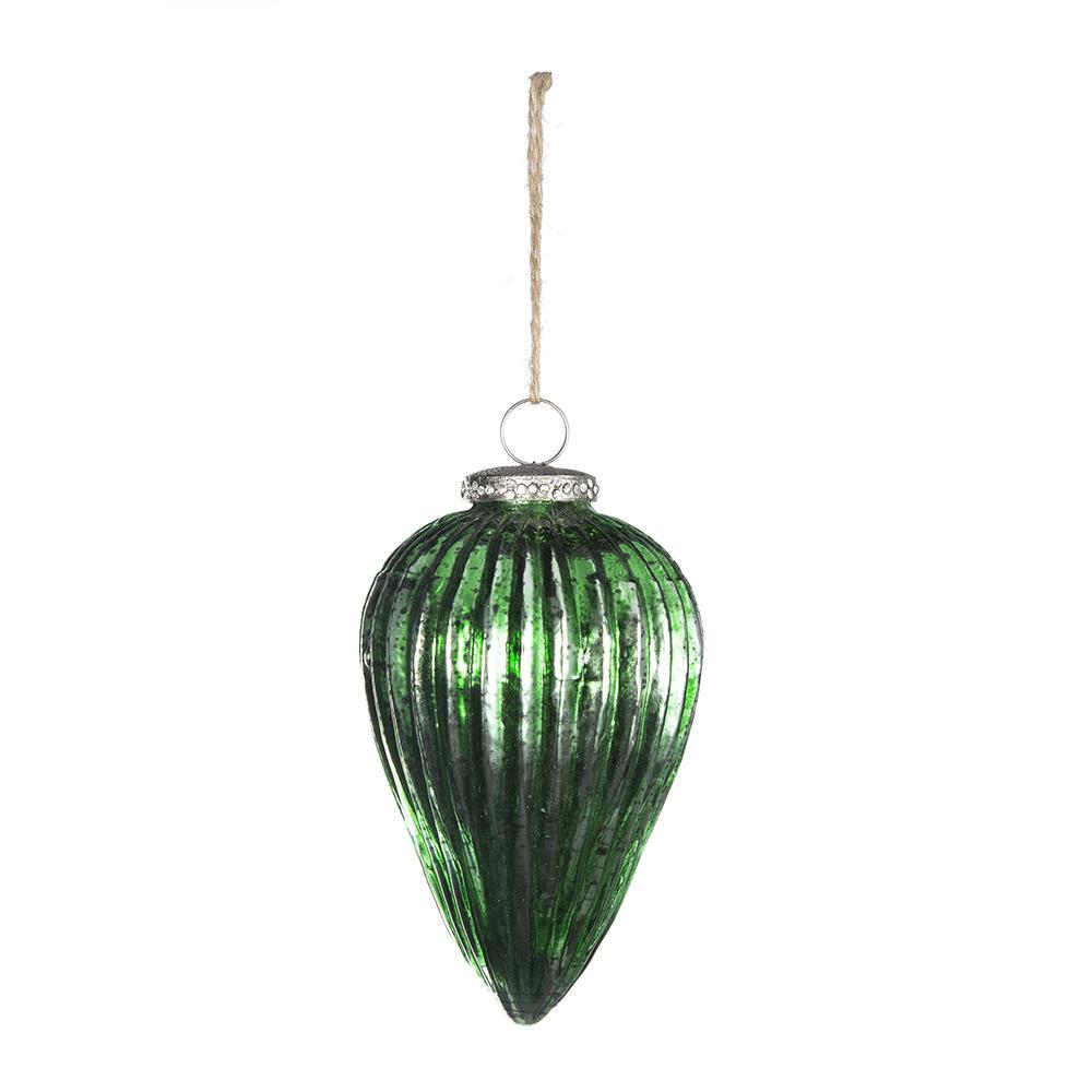 Tear Drop Ornament, Glass Decorative Hanging Christmas Tree Ornaments For Holiday Party Decorations (Set of 6) - Green