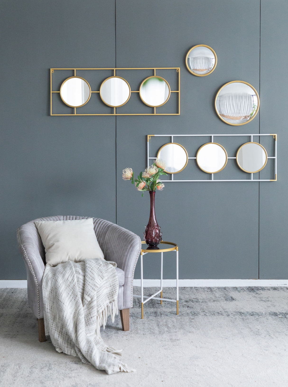 3 Mirror Piece Wall Mirror InRectangular Frame, Home Wall Decor For Bedroom Living Room