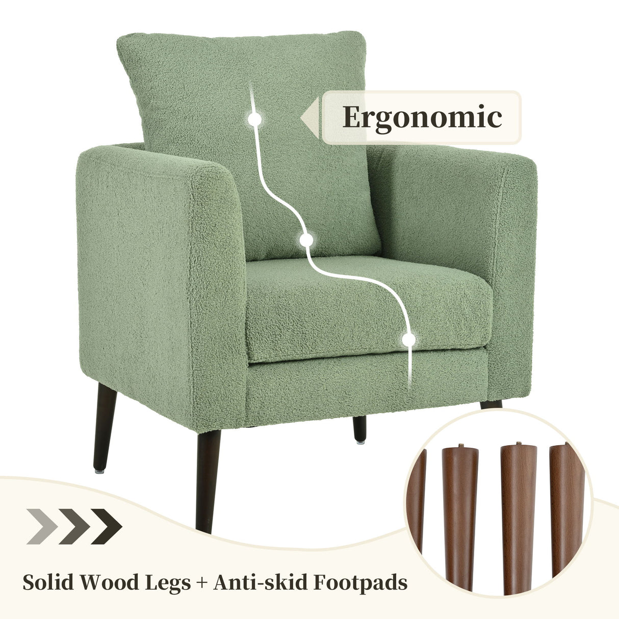Modern Accent Upholstered Armchair With Pillow