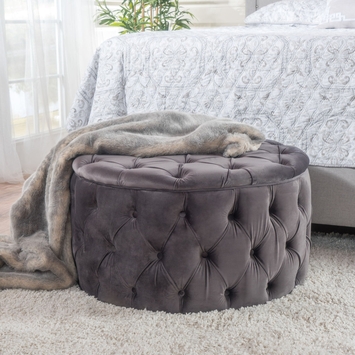 Modern Glam Ottoman Velvet