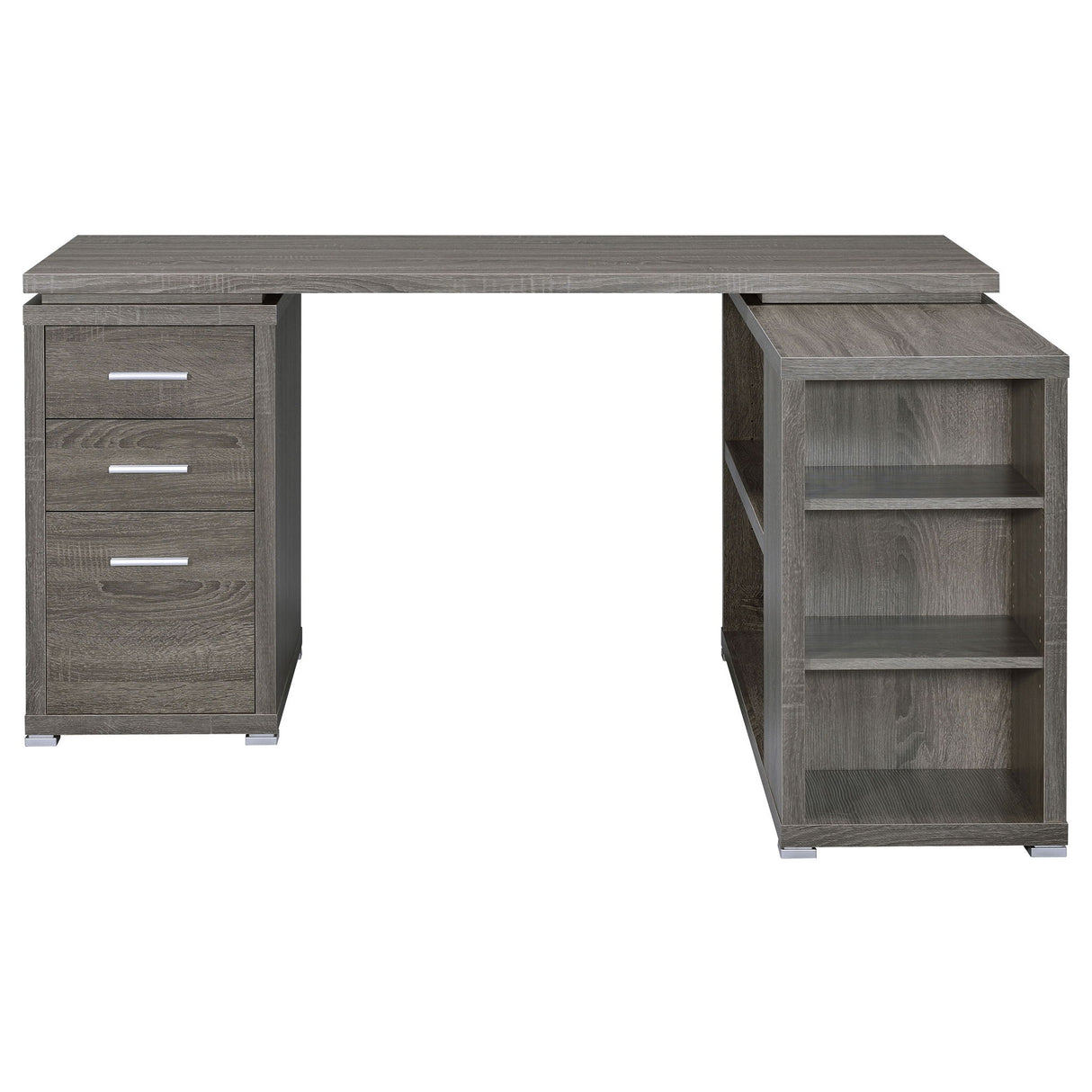 Transitional L Shape Computer Desk With Multiple Storage And Built In File Cabinet