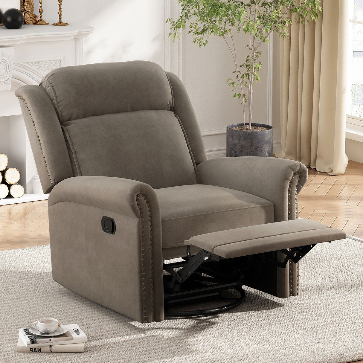 360 Degrees Swivel Recliner Manual Rocking Recliner Home With Adjustable Backrest