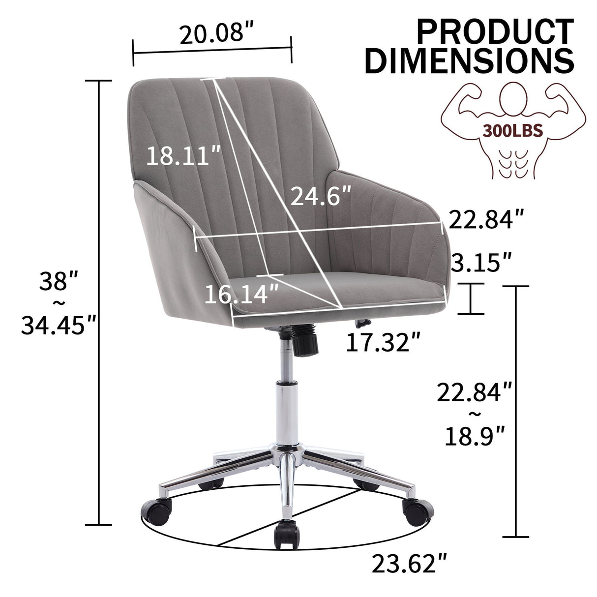 Adjustable Ergonomic Office Chair, Swivel Backrest Seat
