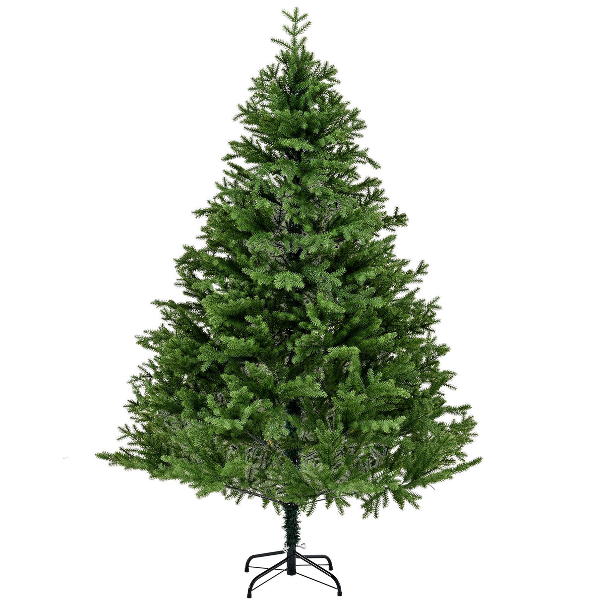 7Ft Spruce Full Christmas Tree Unlit With Hinged Branches And Foldable Stand - Green