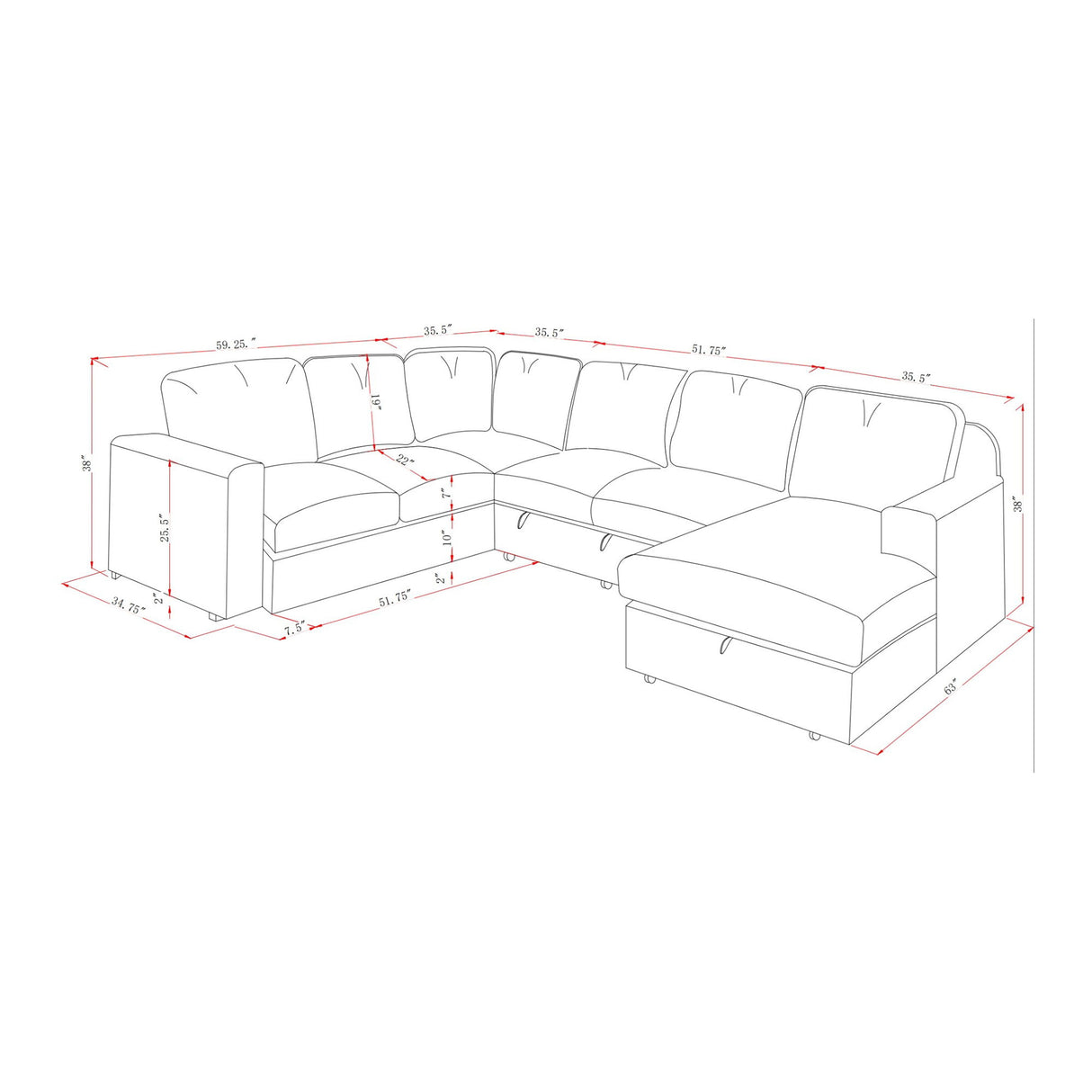 Melody - Sectional Sofa With Plush Cushioning