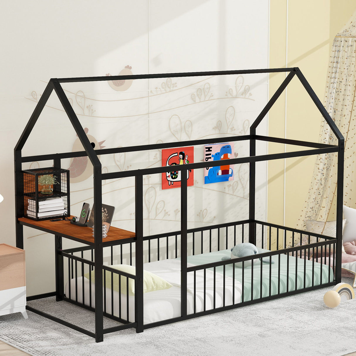 House Frame With Desk, Shelves, Power Outlets And USB Ports