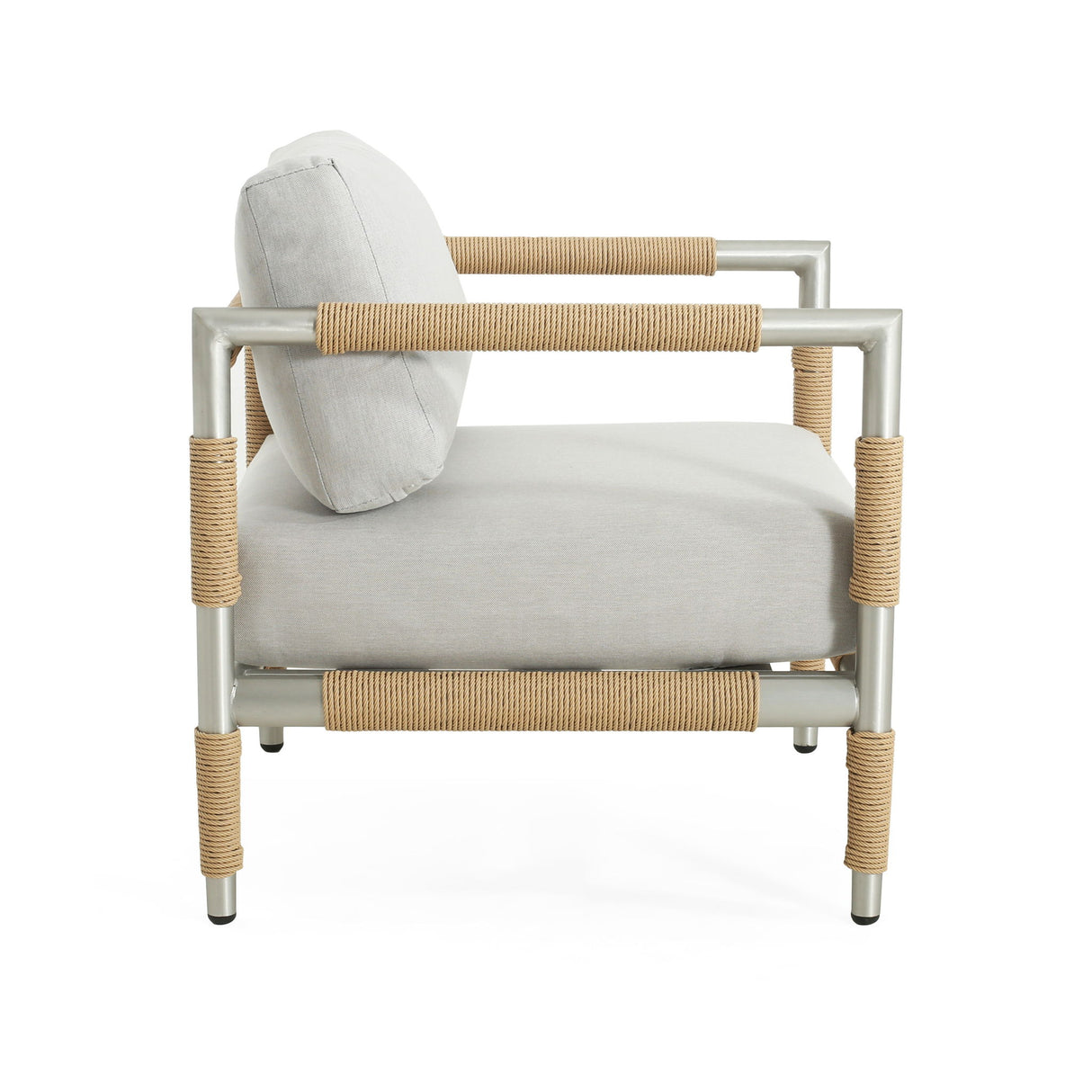 Oriana - Aluminum Outdoor Patio Armchair With Thick Cushions - Light Gray