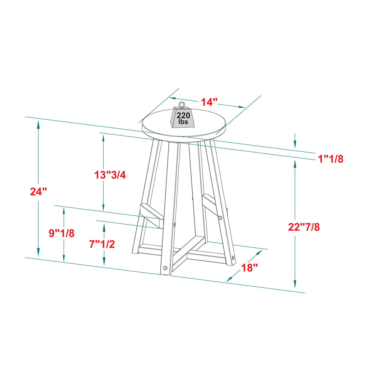 Rustic Distressed Round Dining Stool