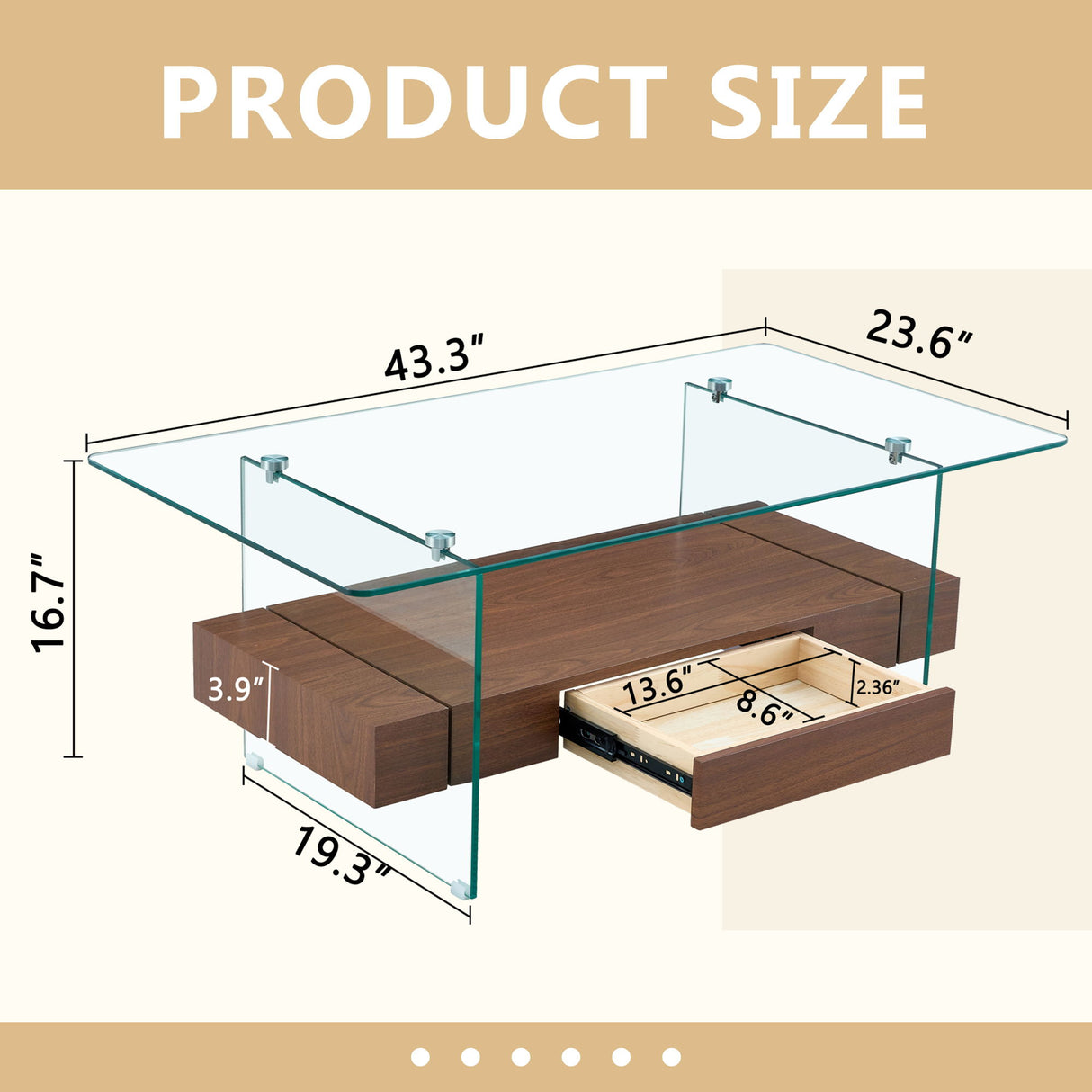 Modern 2 Tier Square Coffee Table, Elegant Marble Pattern