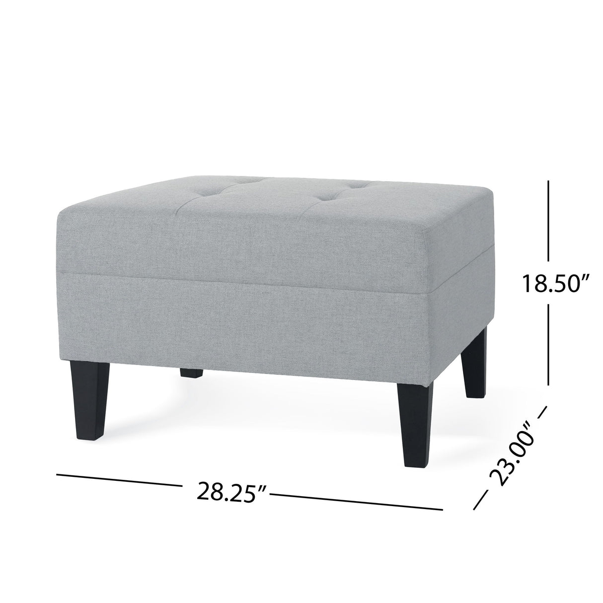Classic Ottoman With Birch Wood Legs And Fabric Upholstery