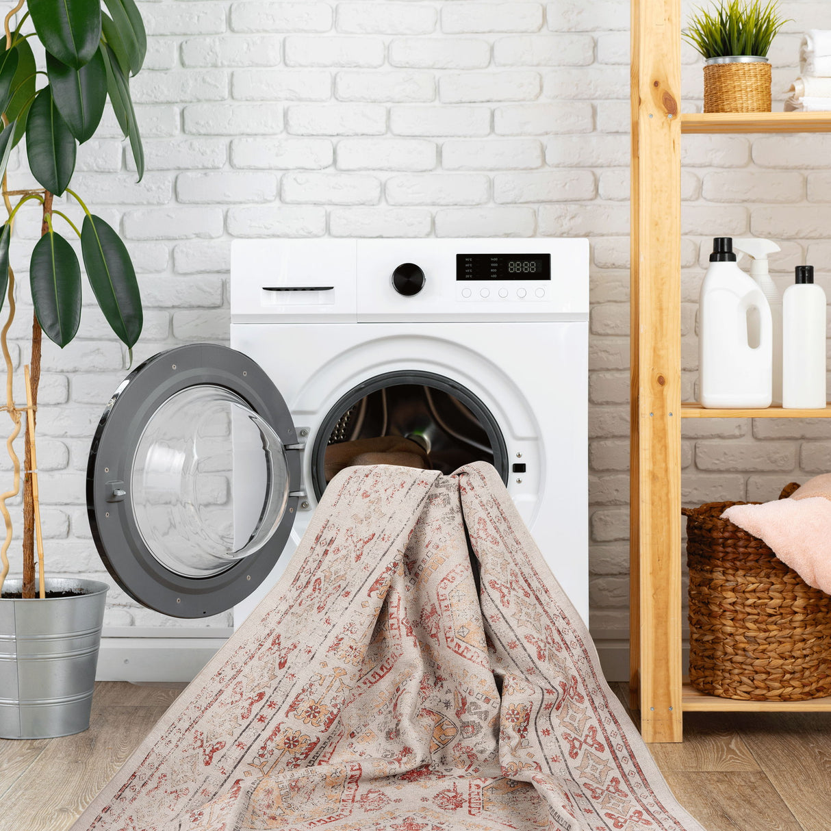 Maval - 8' X 10' Washable Area Rug - Beige