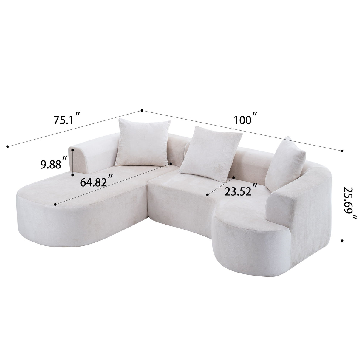 Modular Sectional Sofa With L Shape Chaise With Deep Seat