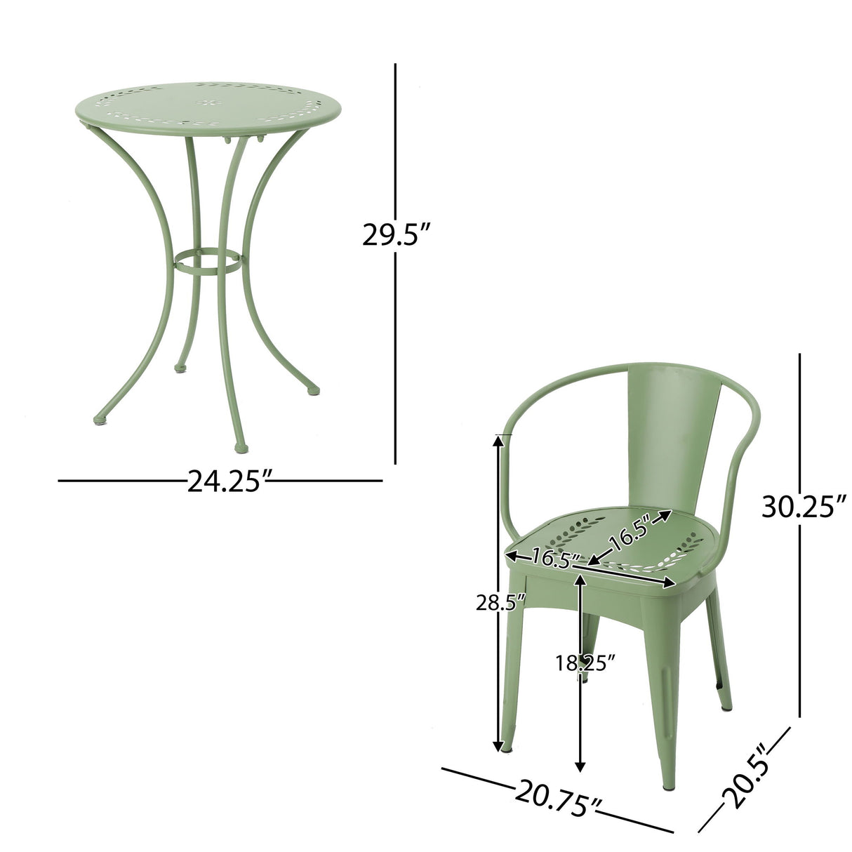 Ambrosia - 3 Piece Bistro Set With Leaf Motifs Top And Seat