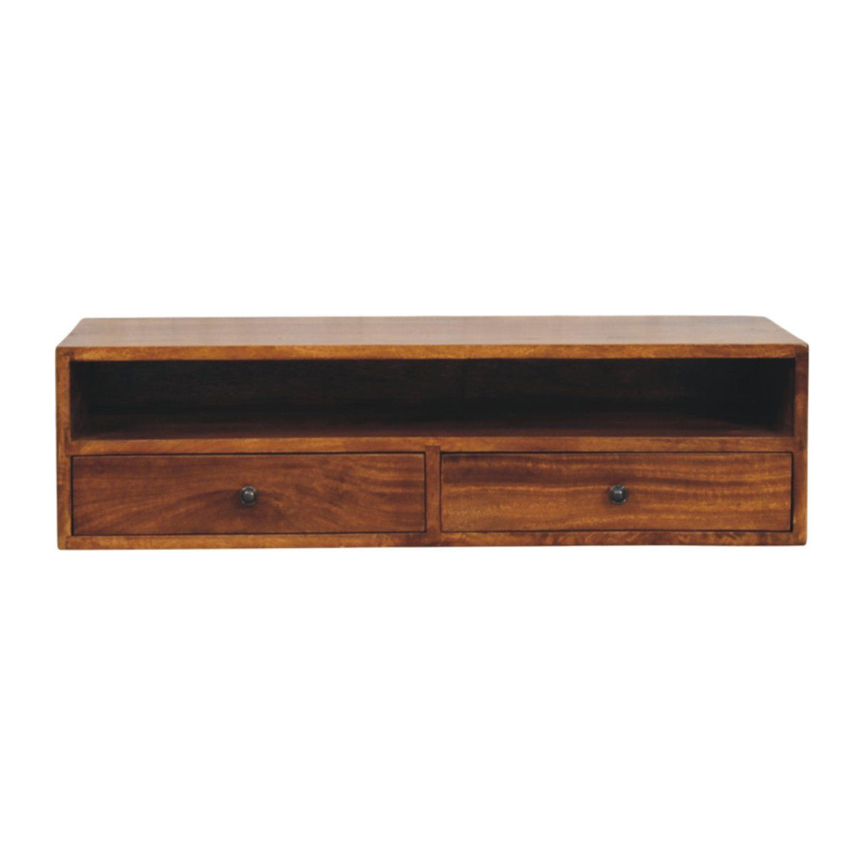 Lunar - 2 Drawer Wall Mounted Media Unit - Brown