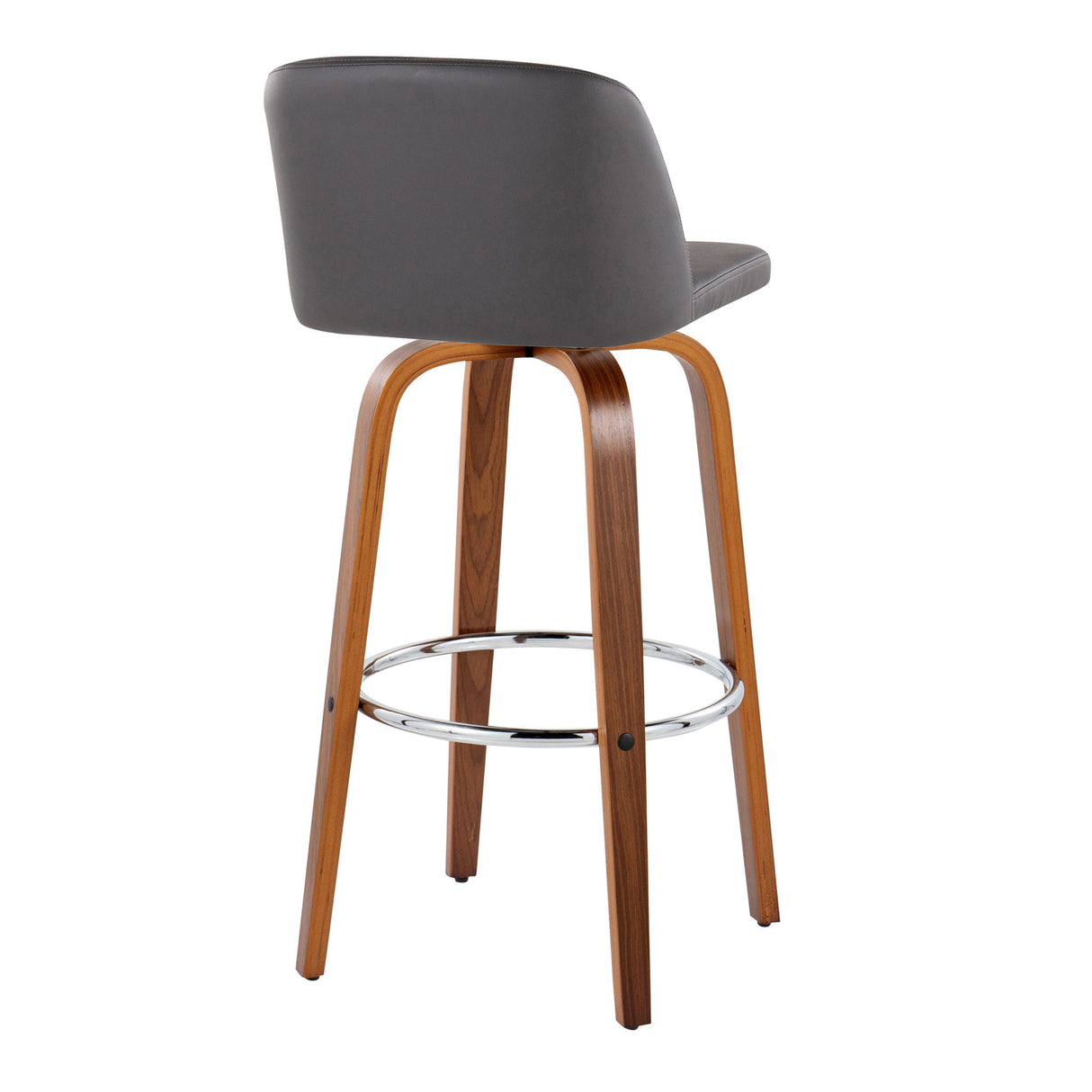 Toriano - Mid Century Modern Fixed Height, Barstool With Swivel With Round Footrest (Set of 2)