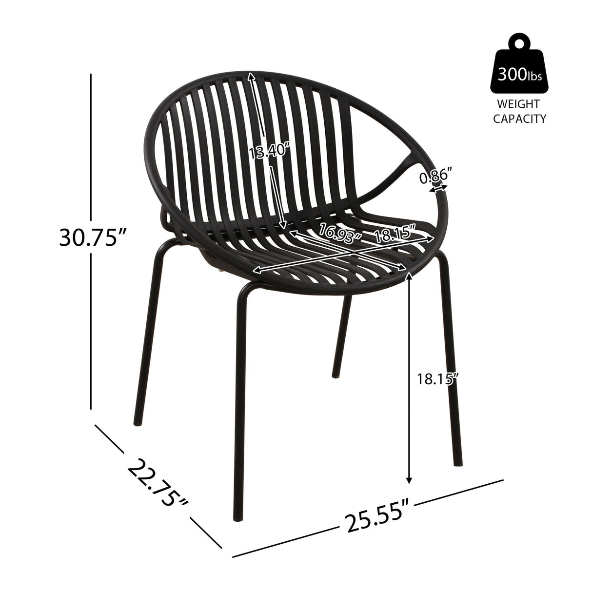 Stackable Outdoor Chairs With Breathable Plastic Backrest (Set of 2)