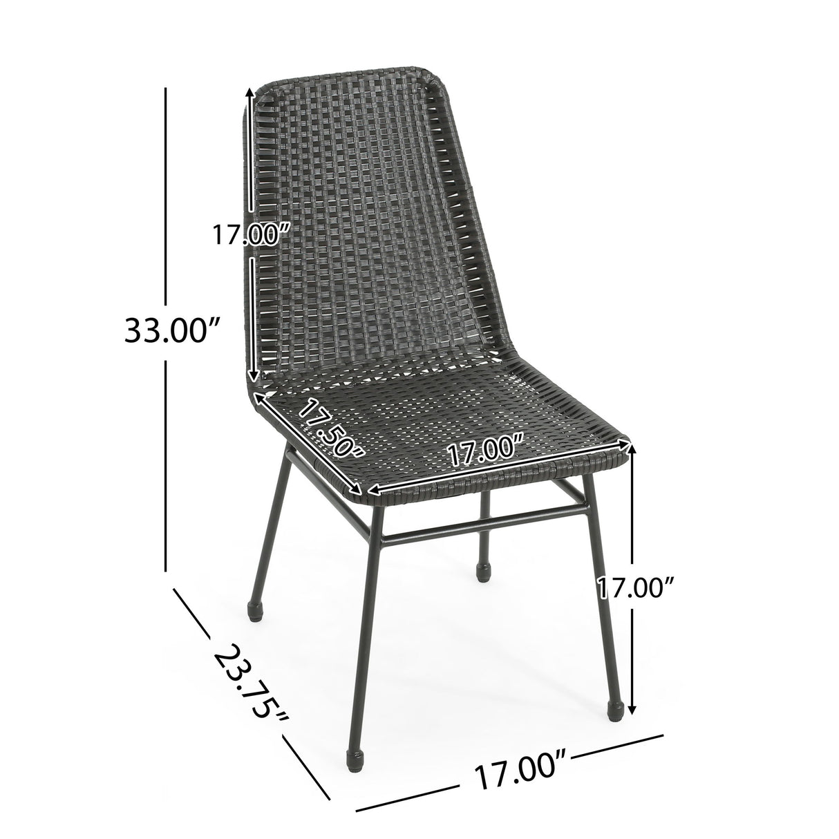 Aluminum And Rattan Chat Set, Outdoor Patio Set Includes Rattan Dining Chair Set Of 2 And C Shaped Side Table - Dark Brown