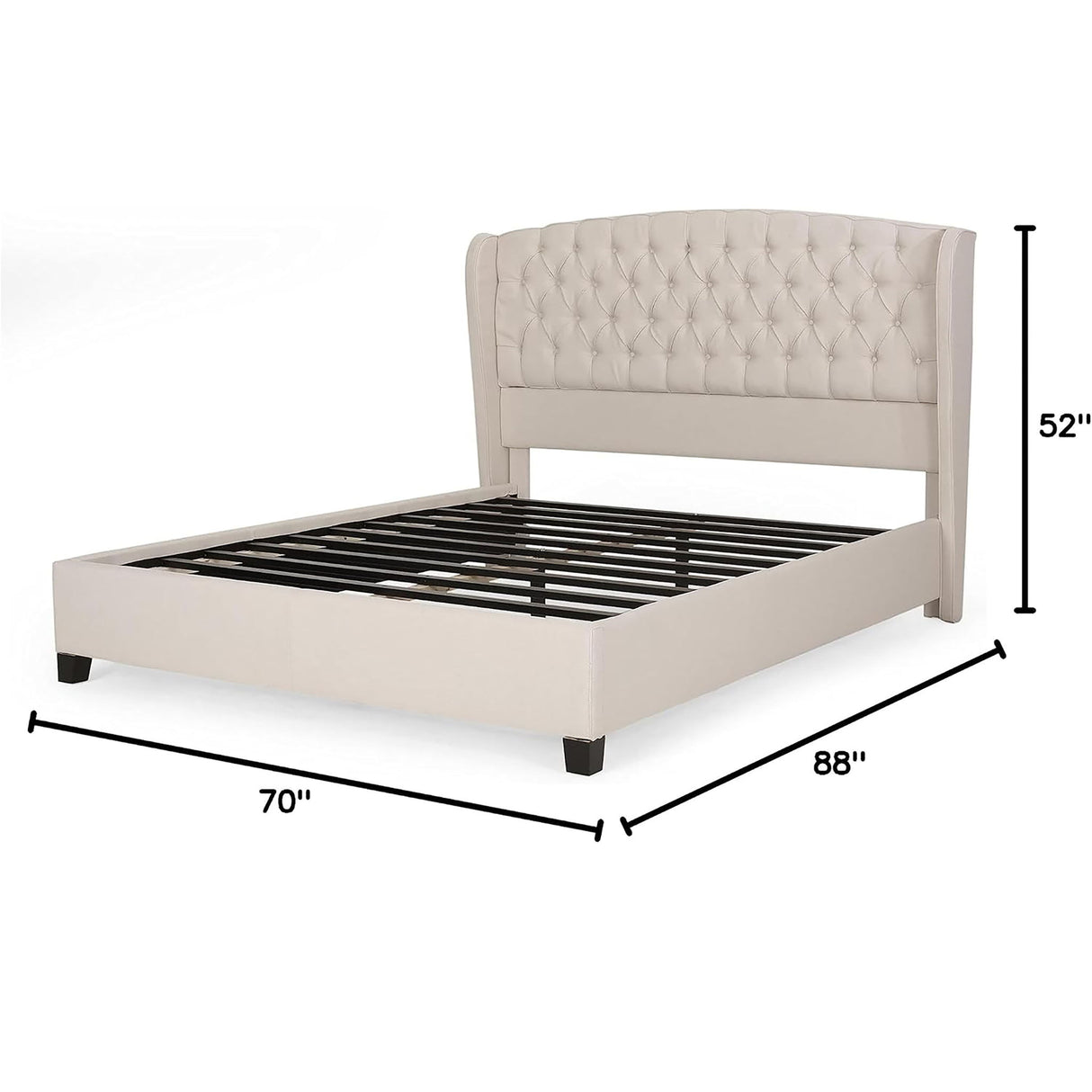 Twilight Fully Upholstered Fabric Wingback Queen Bed - Ivory