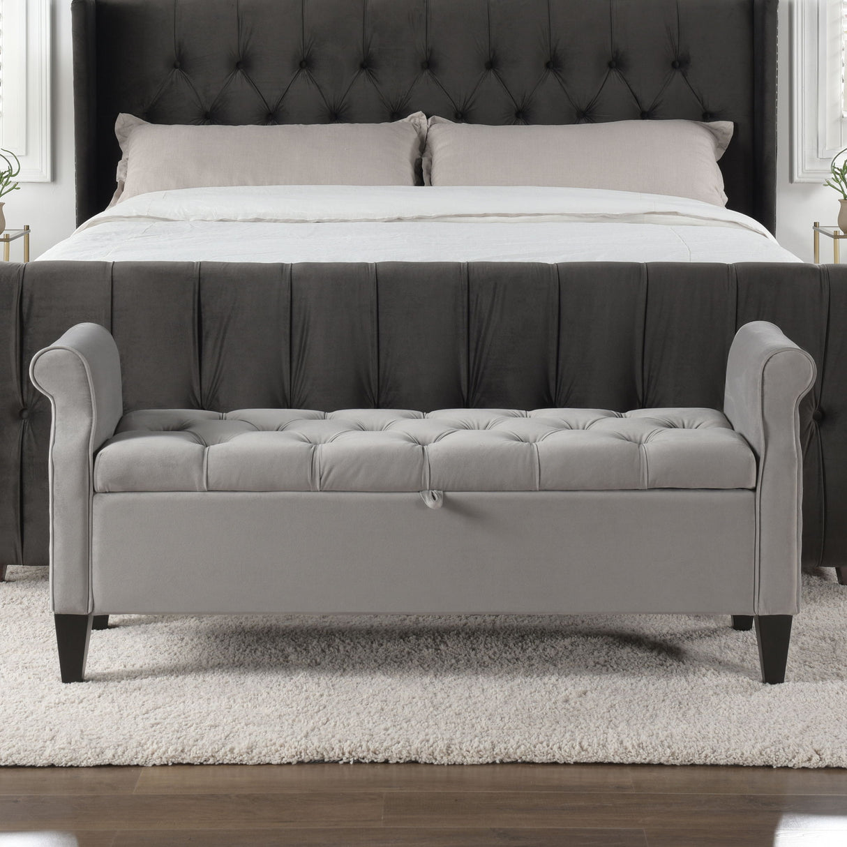 Jacqueline - Tufted Roll Arm Storage Bench