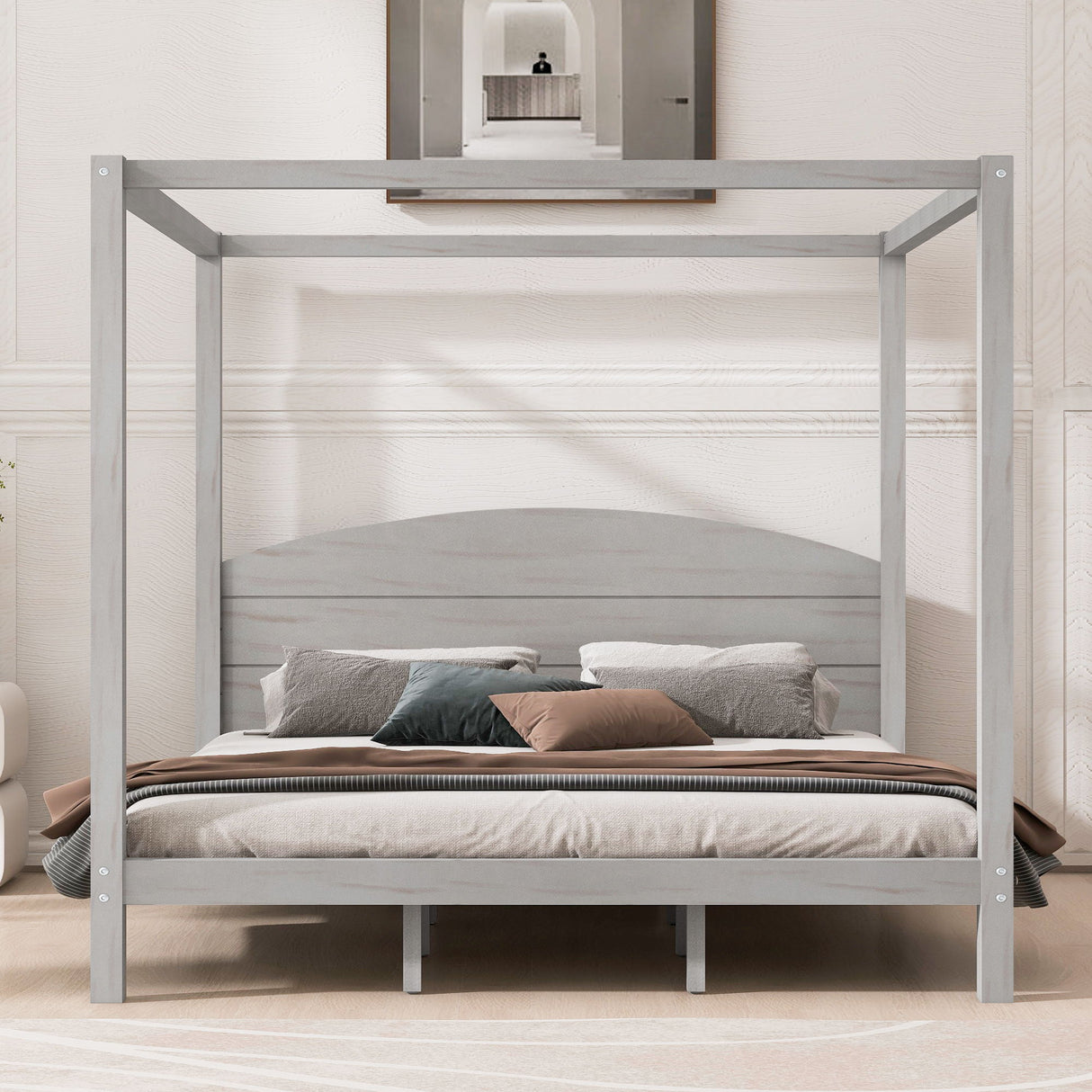 anopy Platform Bed With Headboard And Support Legs