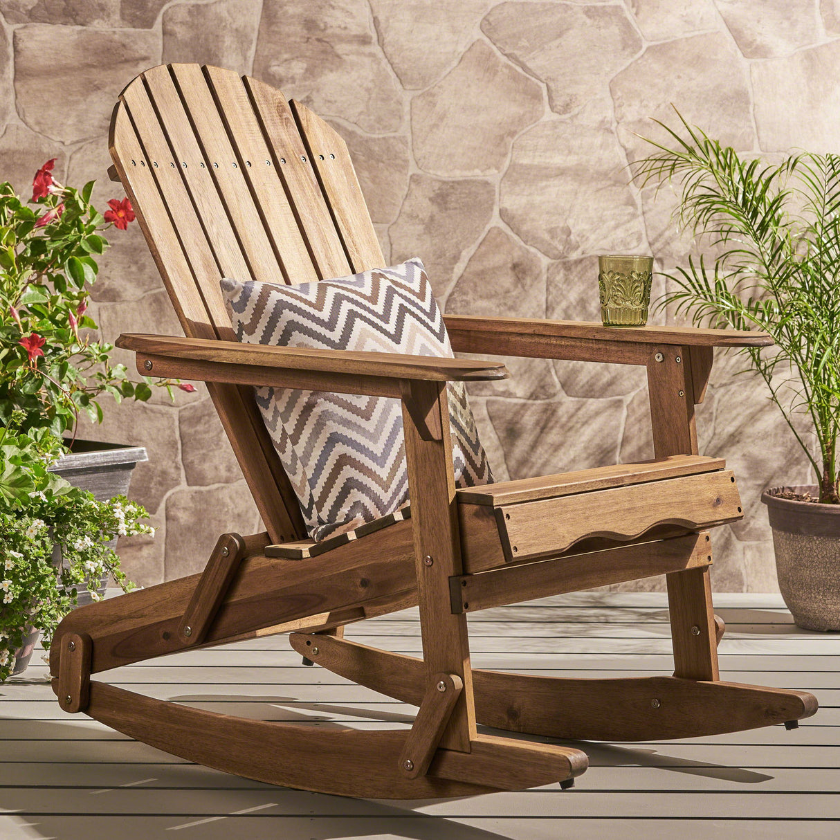 Outdoor Adirondack Rocking Chair With Hand Crafted Details