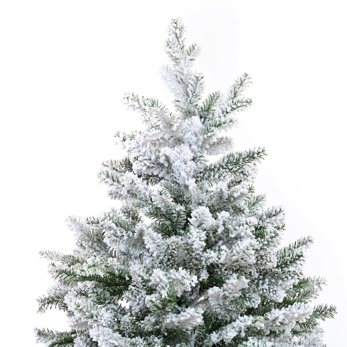 7Ft Snow Flocked Hinged Artificial Christmas Tree With Fluffy Branches And Snow Tips - White