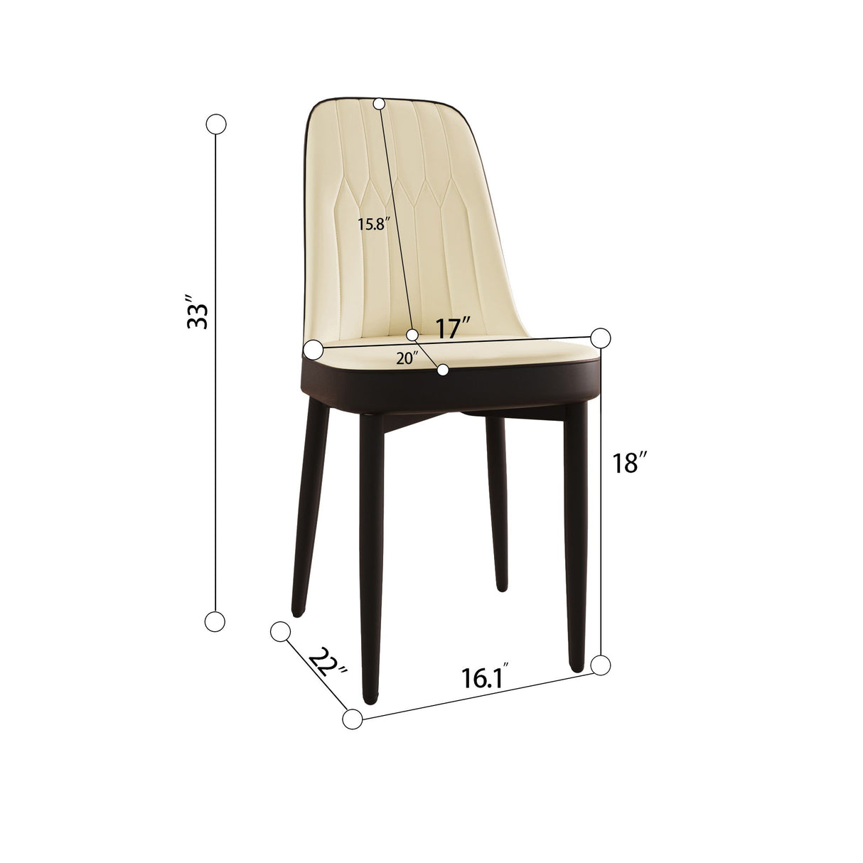 Modern Dining Chair With Cushions And Metal Legs