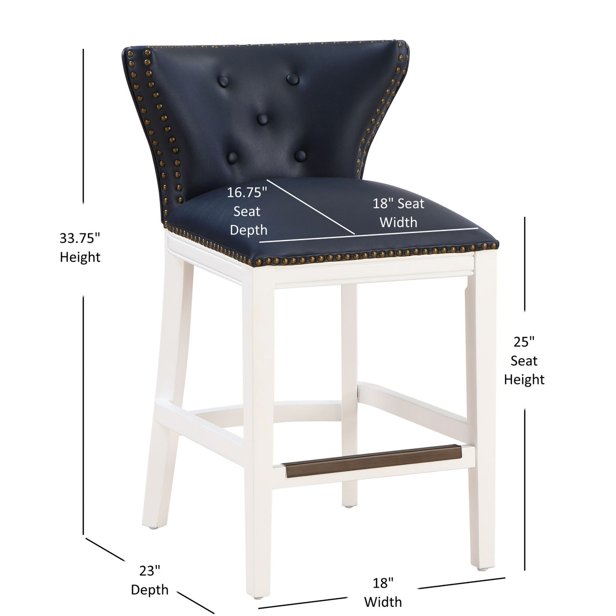 Macon - Counter Stool With Accents - Dark Blue