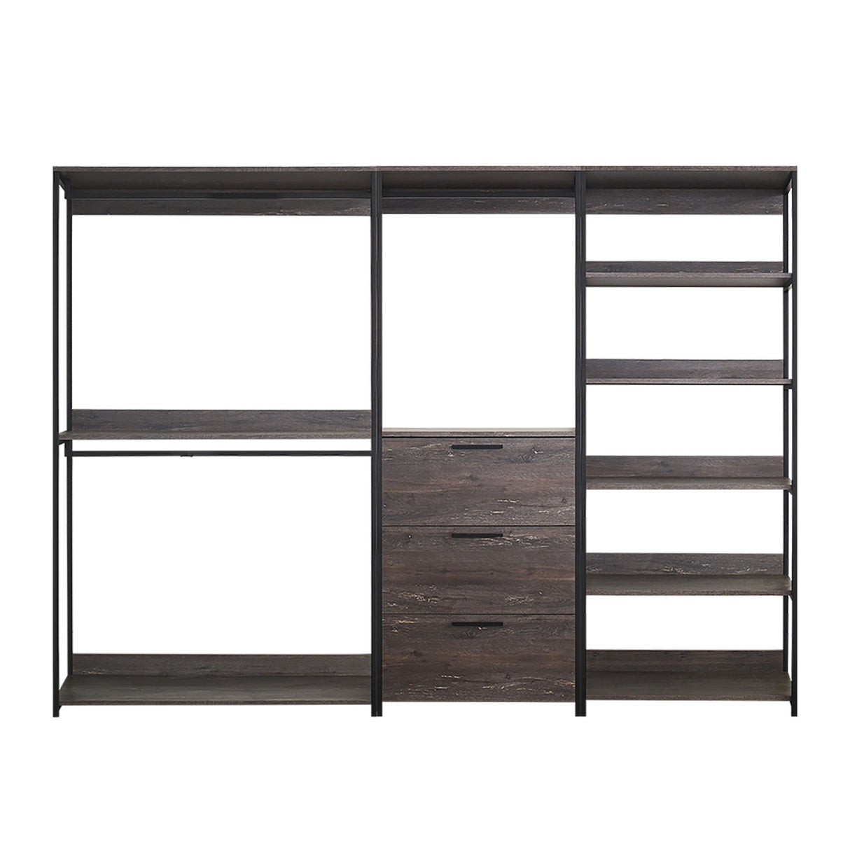 Monica - Wood Walk In Closet System With Spacious Storage In Wood And Metal Frame - Gray