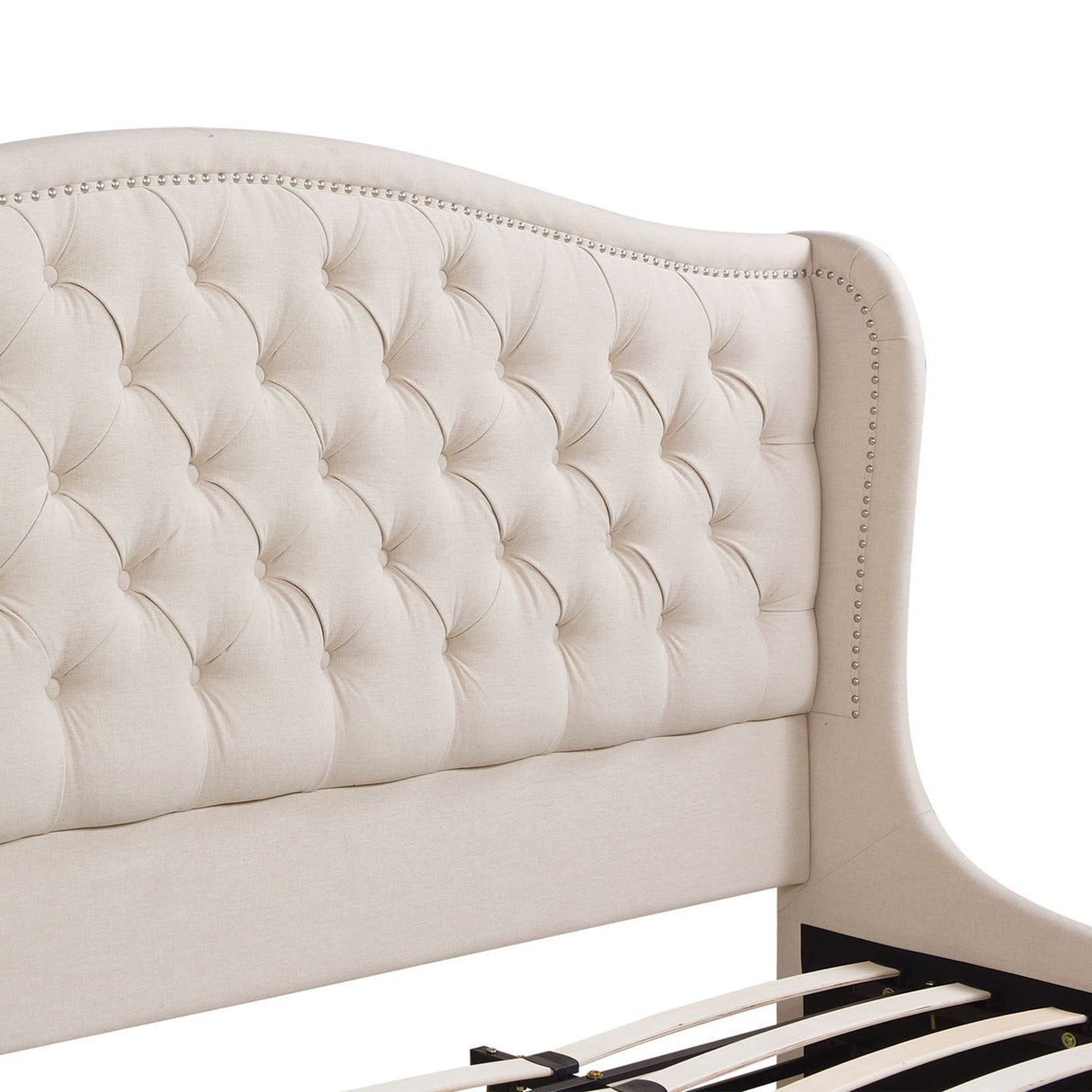 Coverley - King Tufted Shelter Platform Bed - Sky Neutral Beige