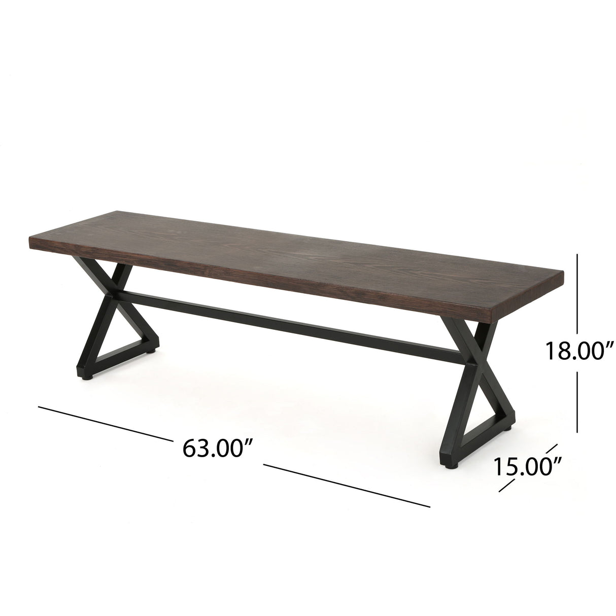 Modern Aluminum Outdoor Dining Bench With X Base