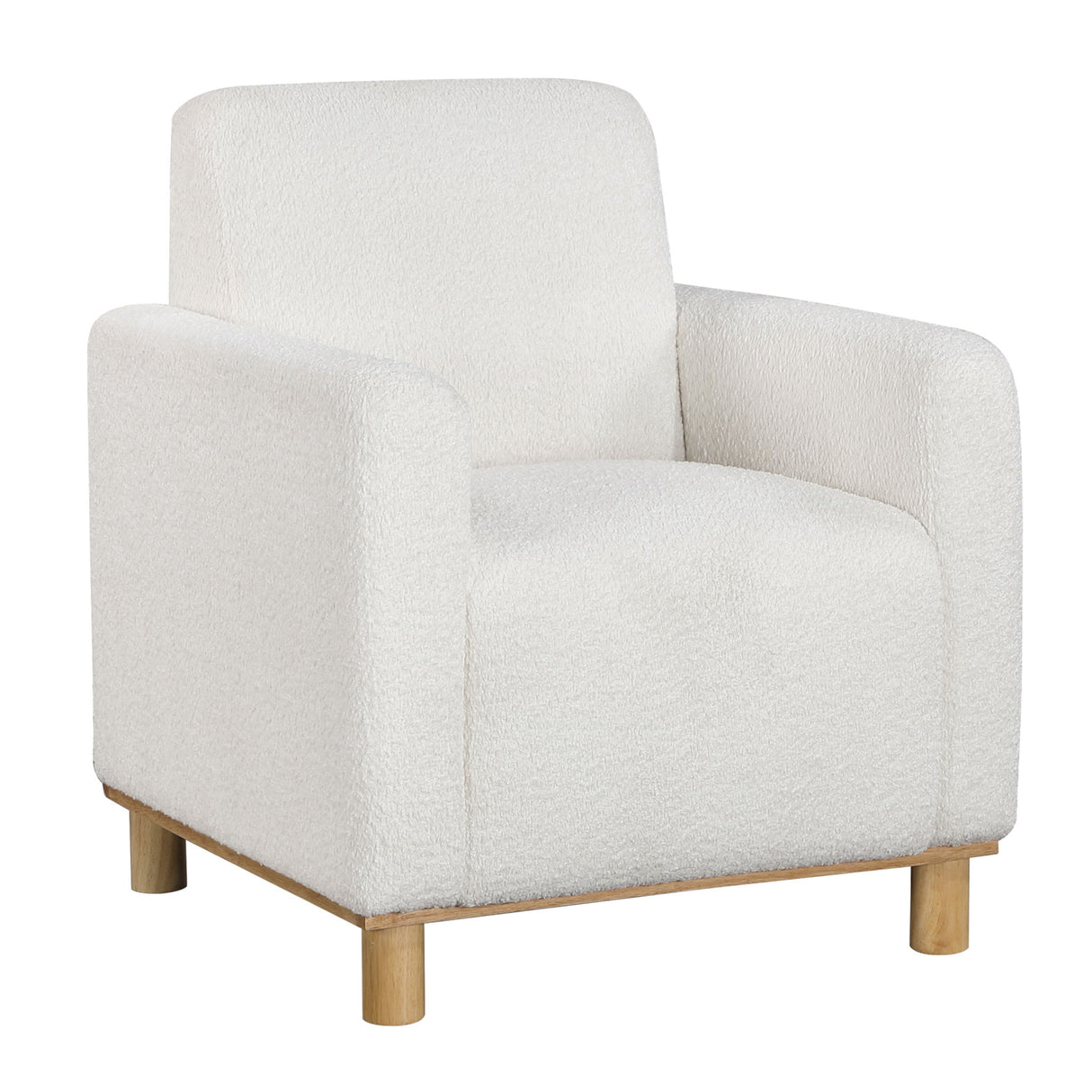 Mason - Boucle Fabric Arm Chair With Wooden Legs - White