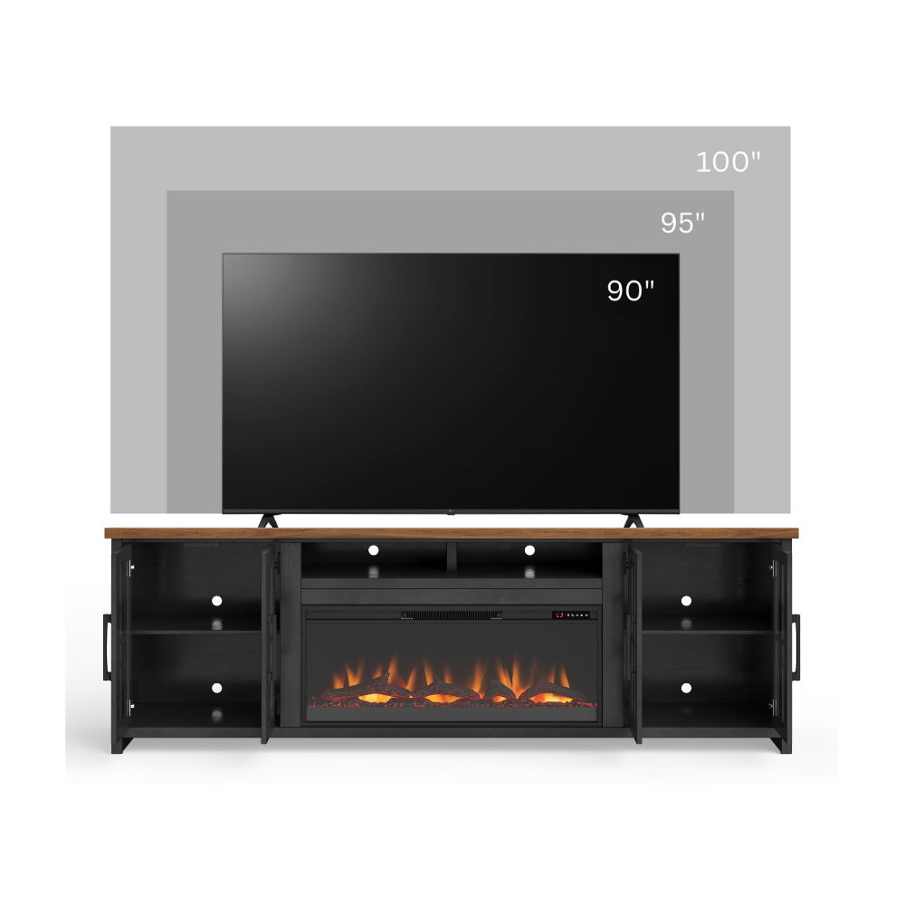 Essex - Fireplace TV Stand Console For TVs Up To 100" - Black, Whiskey