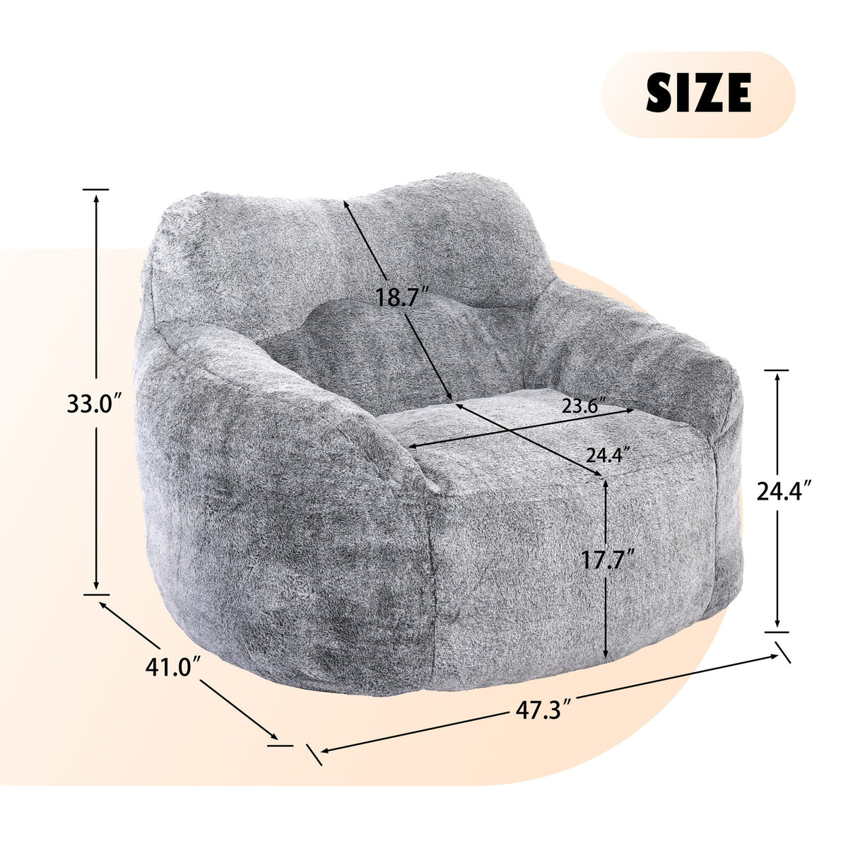 Beanbag Sofa Chair With Armrests Stuffed High Density Foam