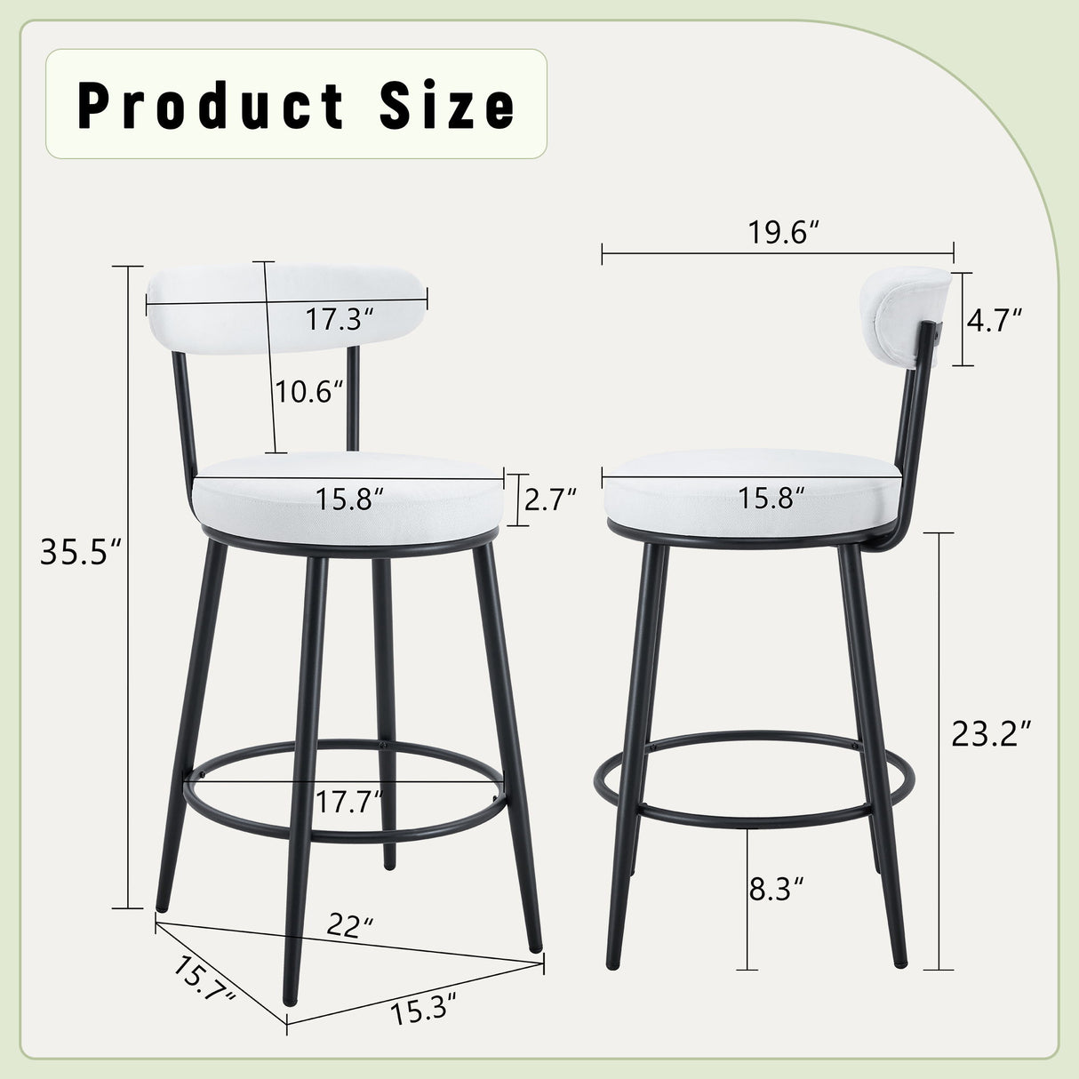 Fashionable Ergonomic High Legged Bar Chairs (Set of 2)