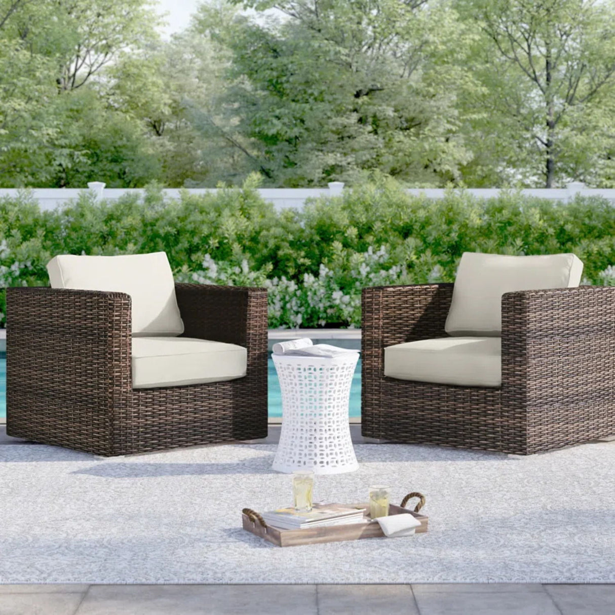 Outdoor Chairs Set With Cushions - Brown Mix