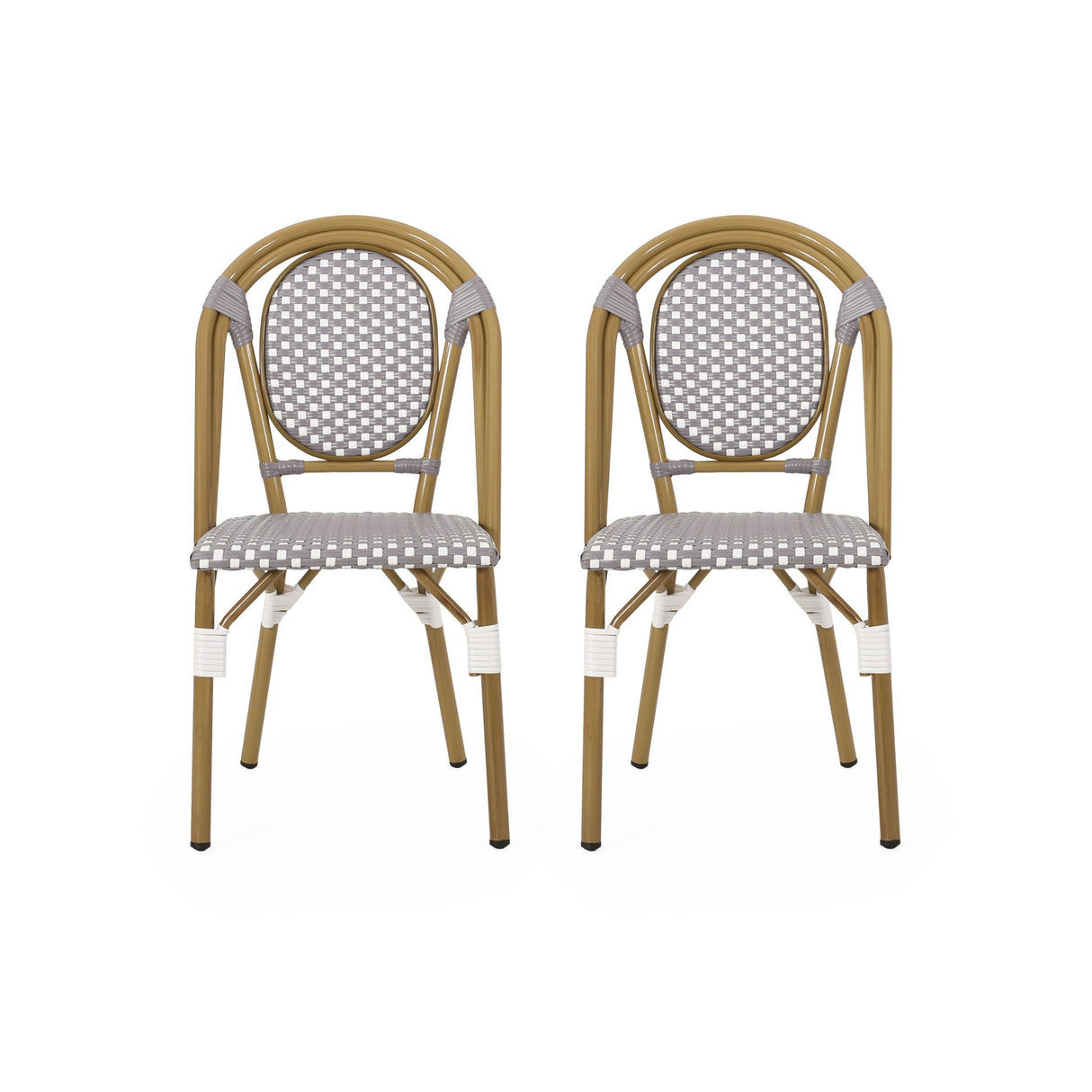 Outdoor Rattan And Aluminum French Bistro Chair Set
