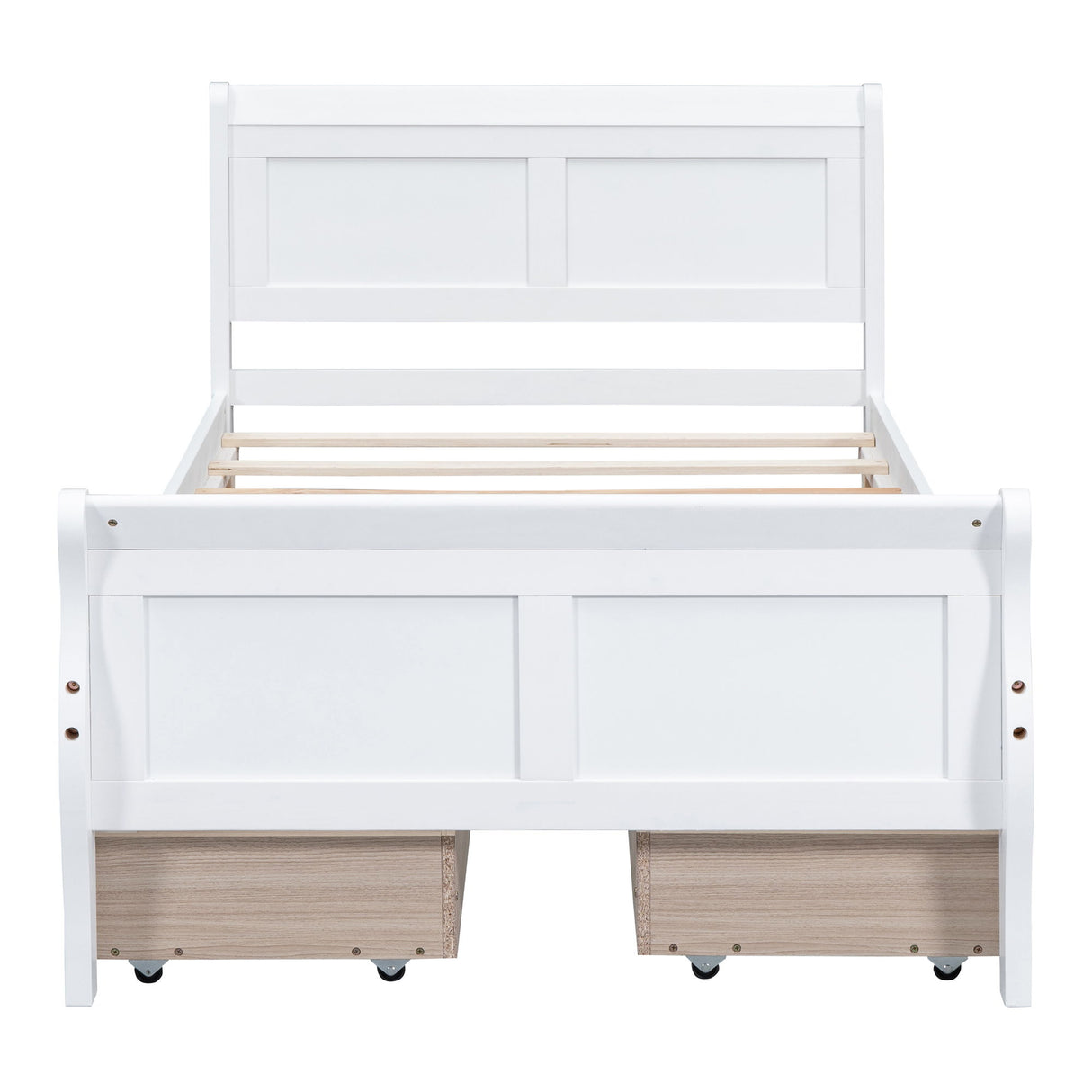 Platform Bed Frame Mattress Foundation Sleigh Bed With Headboard / Footboard / Wood Slat Suppor