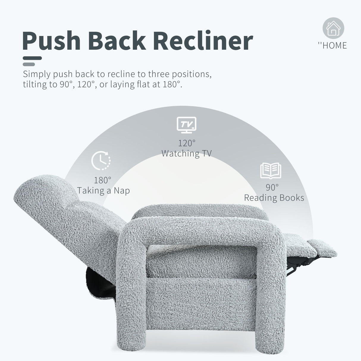 Push Back Recliner Armchair Upholstered Recliner Chair Single Sofa With Adjustable Backrest