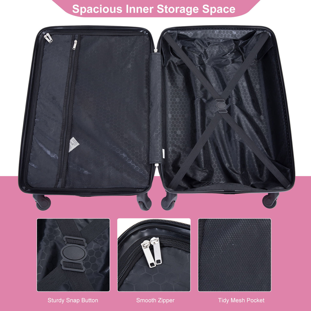 Luggage 4 Piece Lightweight Suitcase With Rotating Wheels With Tsa Lock,