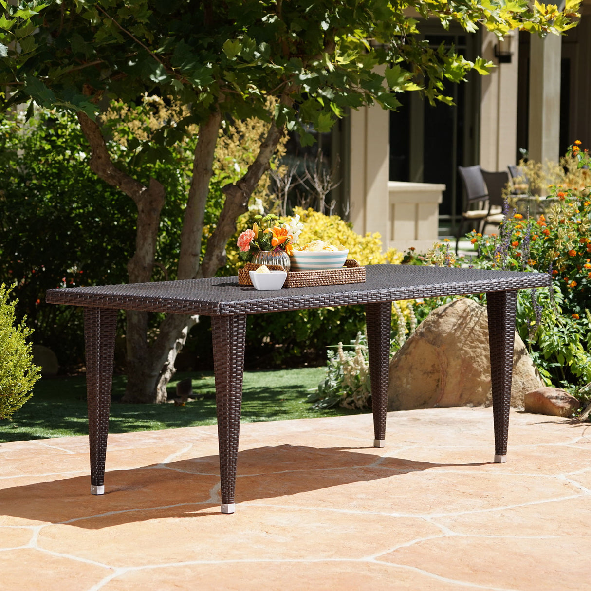 Reflect - Outdoor Dining Table With Rattan Cover - Dark Gray