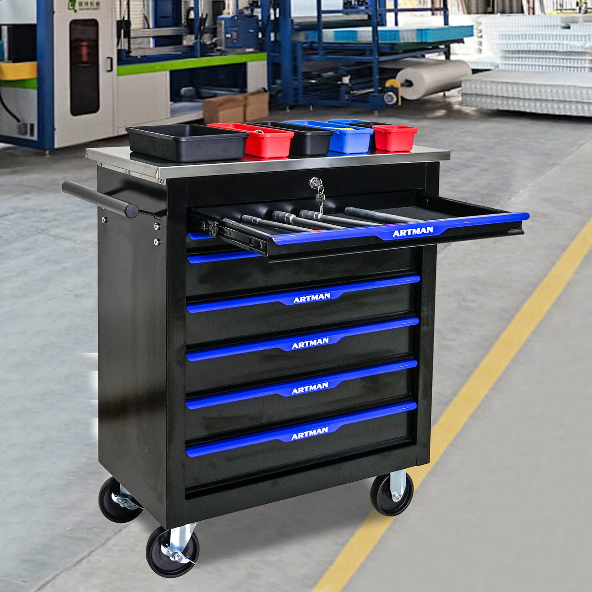 Drawer Multifunctional Tool Cart With Wheels