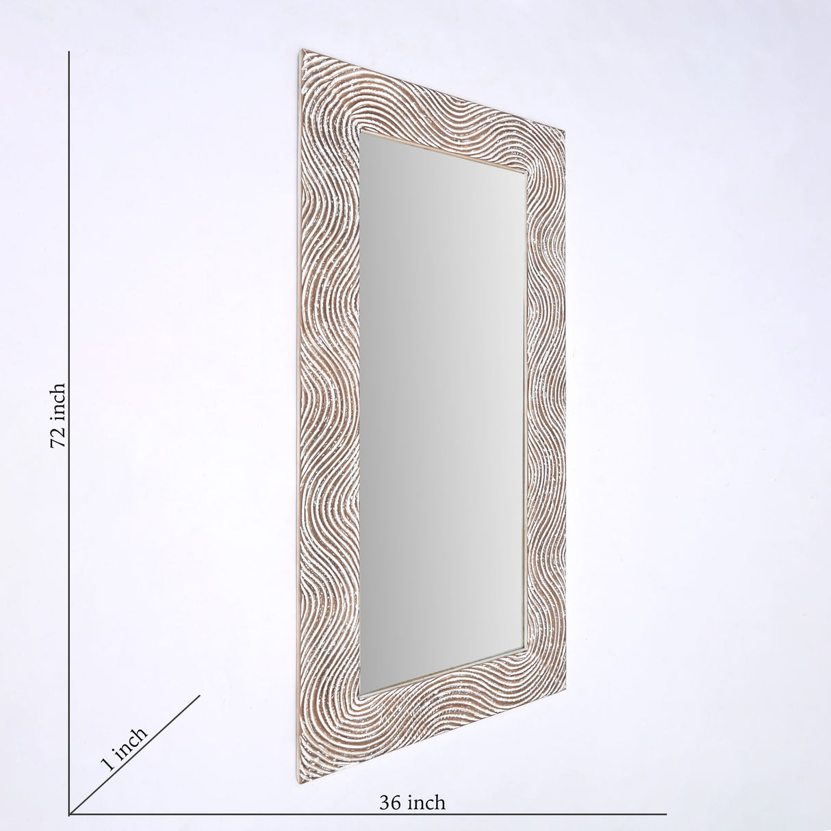 Handcarved Rectangle Mirror Accent With 3mm Glass - Antique White