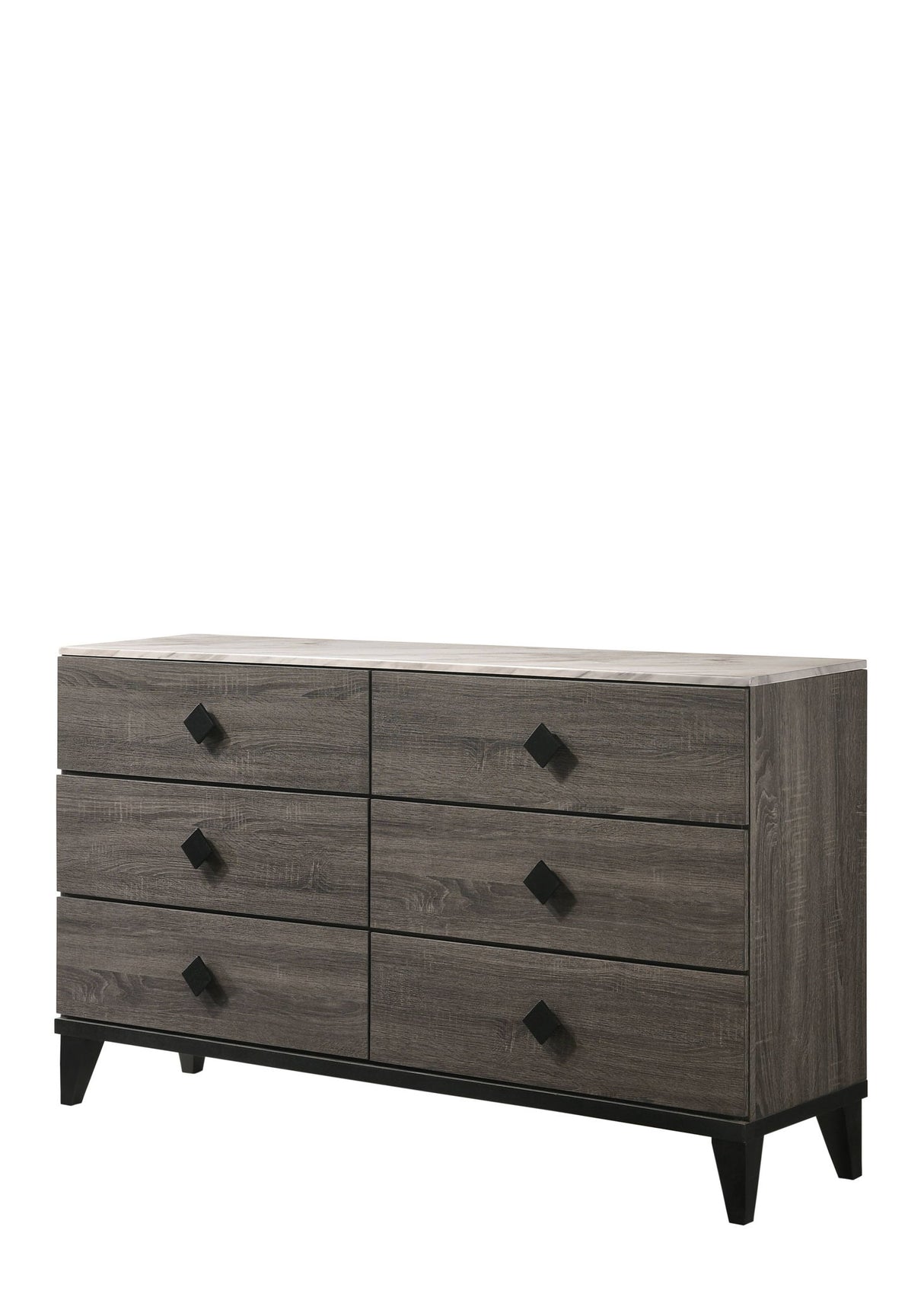 Avantika - Faux Marble Top Rustic Dresser - Gray / Marble / Oak