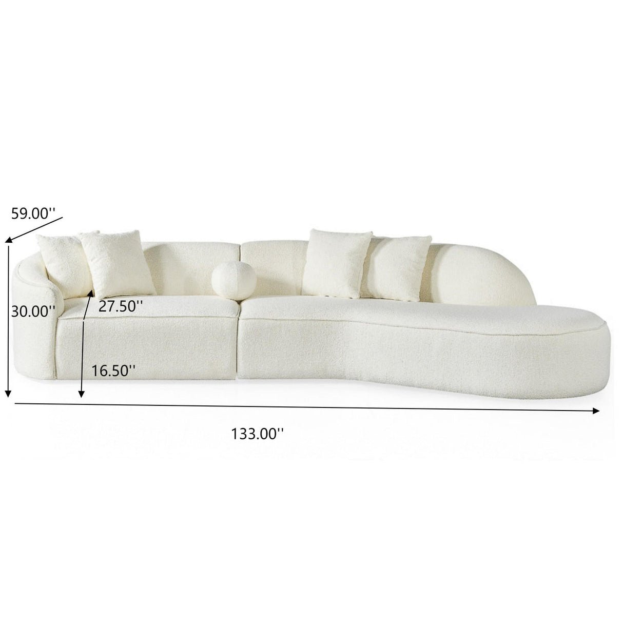Elijah - Japandi Curvy Sectional Sofa - Beige