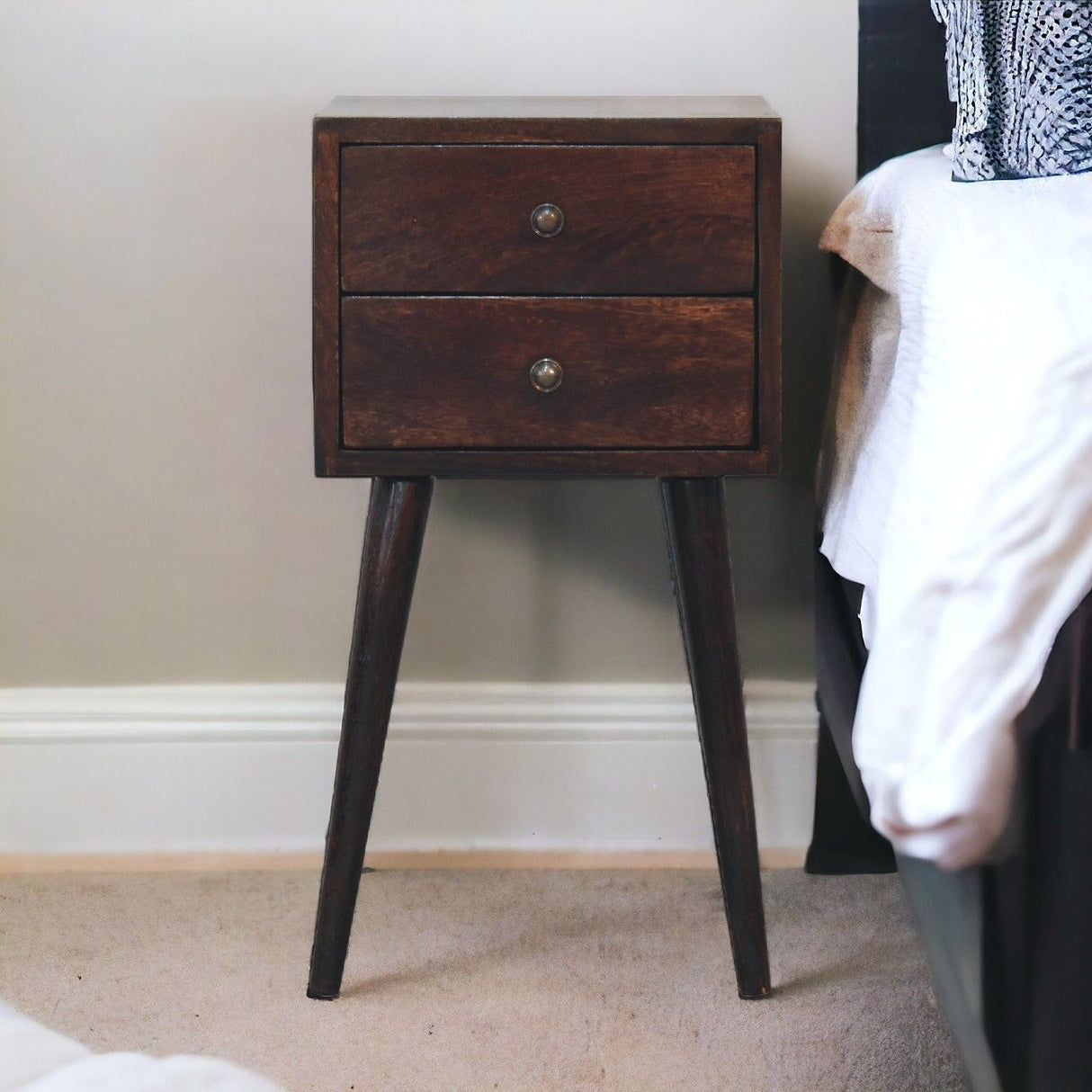 Mini 2 Drawer Nightstand - Walnut